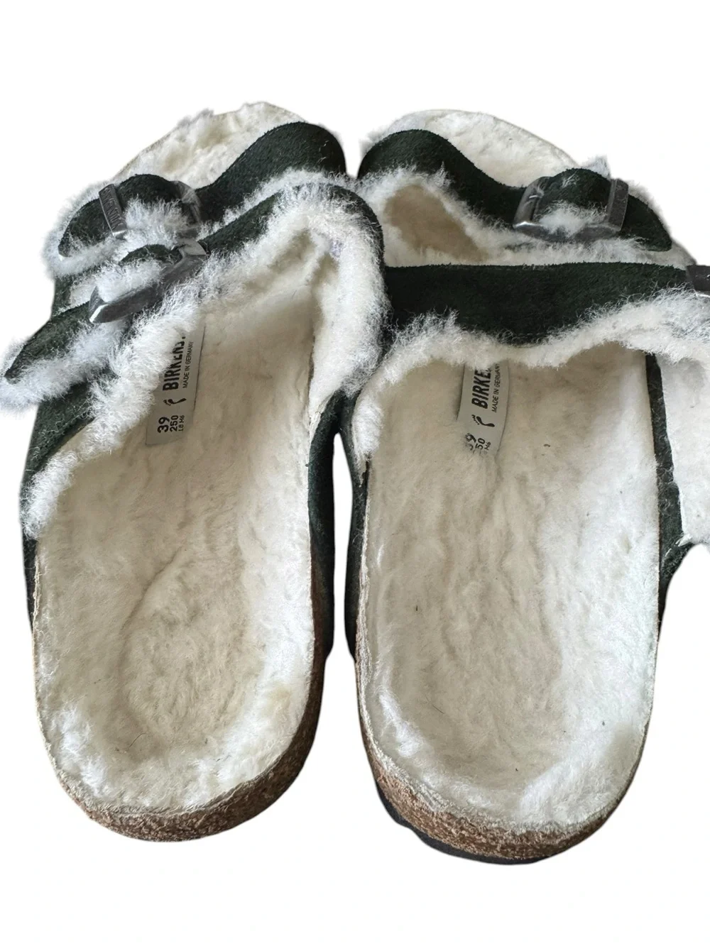 Birkenstock Arizona Shearling leather two strap sandal green size 8 woman’s